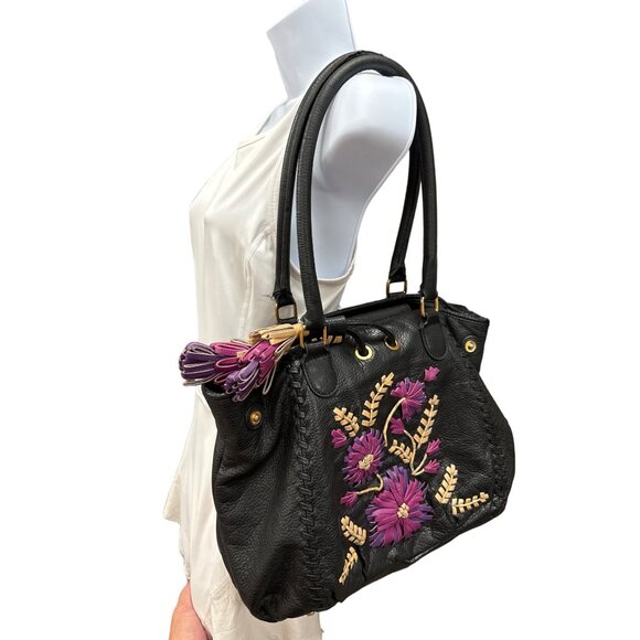 Isabella Fiore vintage leather tossled floral handbag purse SKU 3227 - Picture 16 of 16